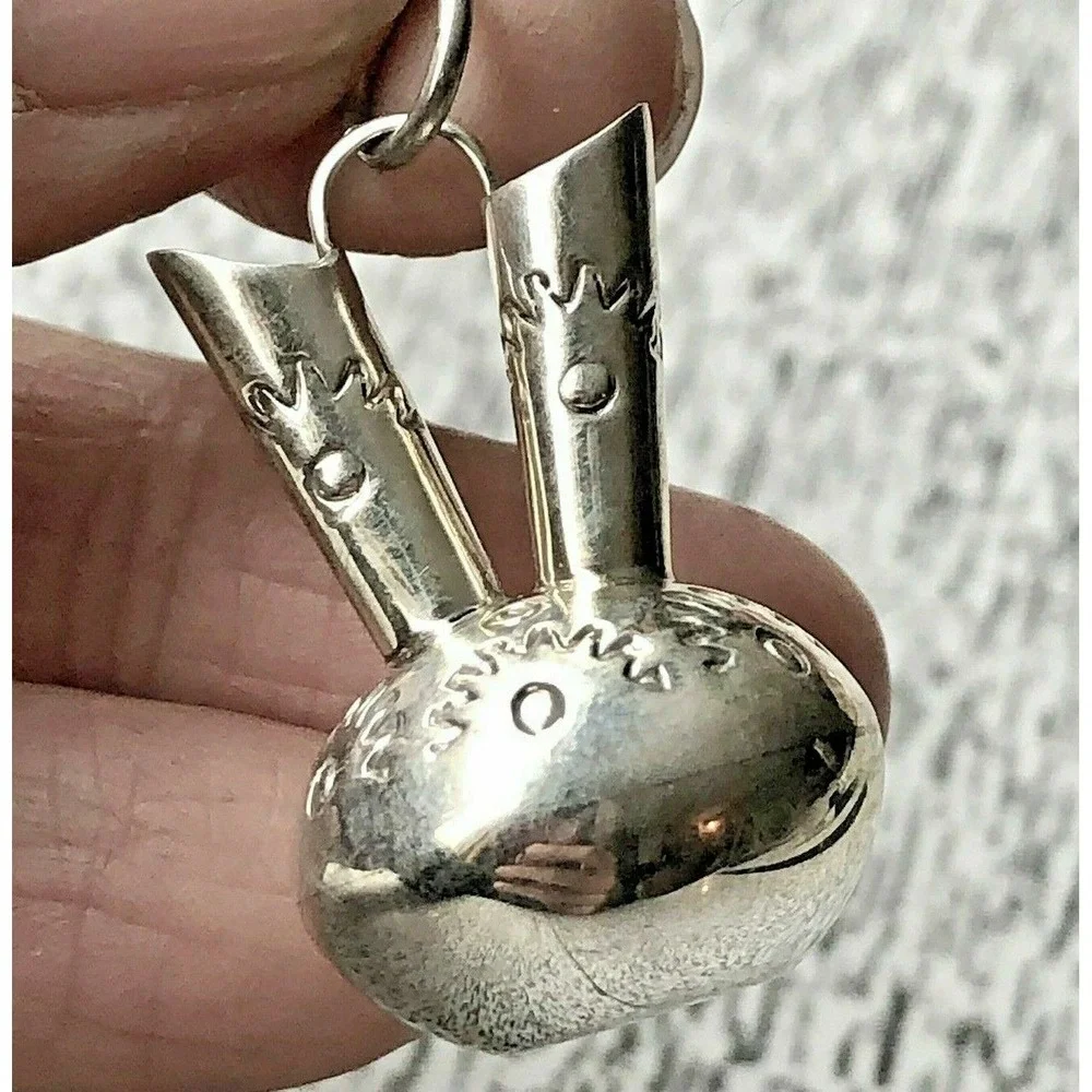 Mini Wedding Vase Navajo Pendant Stamped Signed WKW Native Charm‎ Sterling